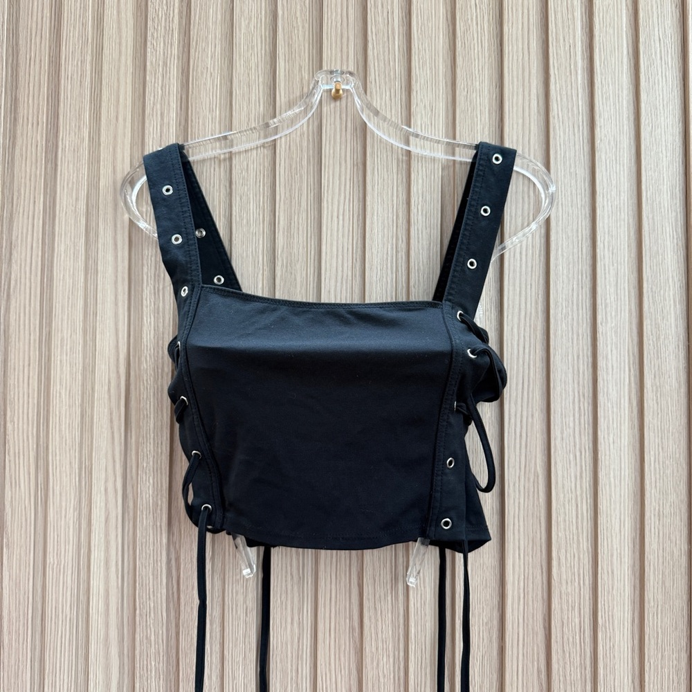 Forever 21 Black Lace-Up Tank Top
